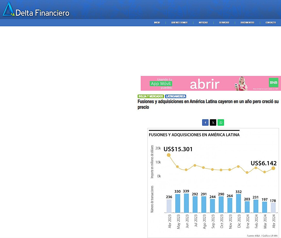 Fusiones y adquisiciones en Amrica Latina cayeron en un ao pero creci su precio